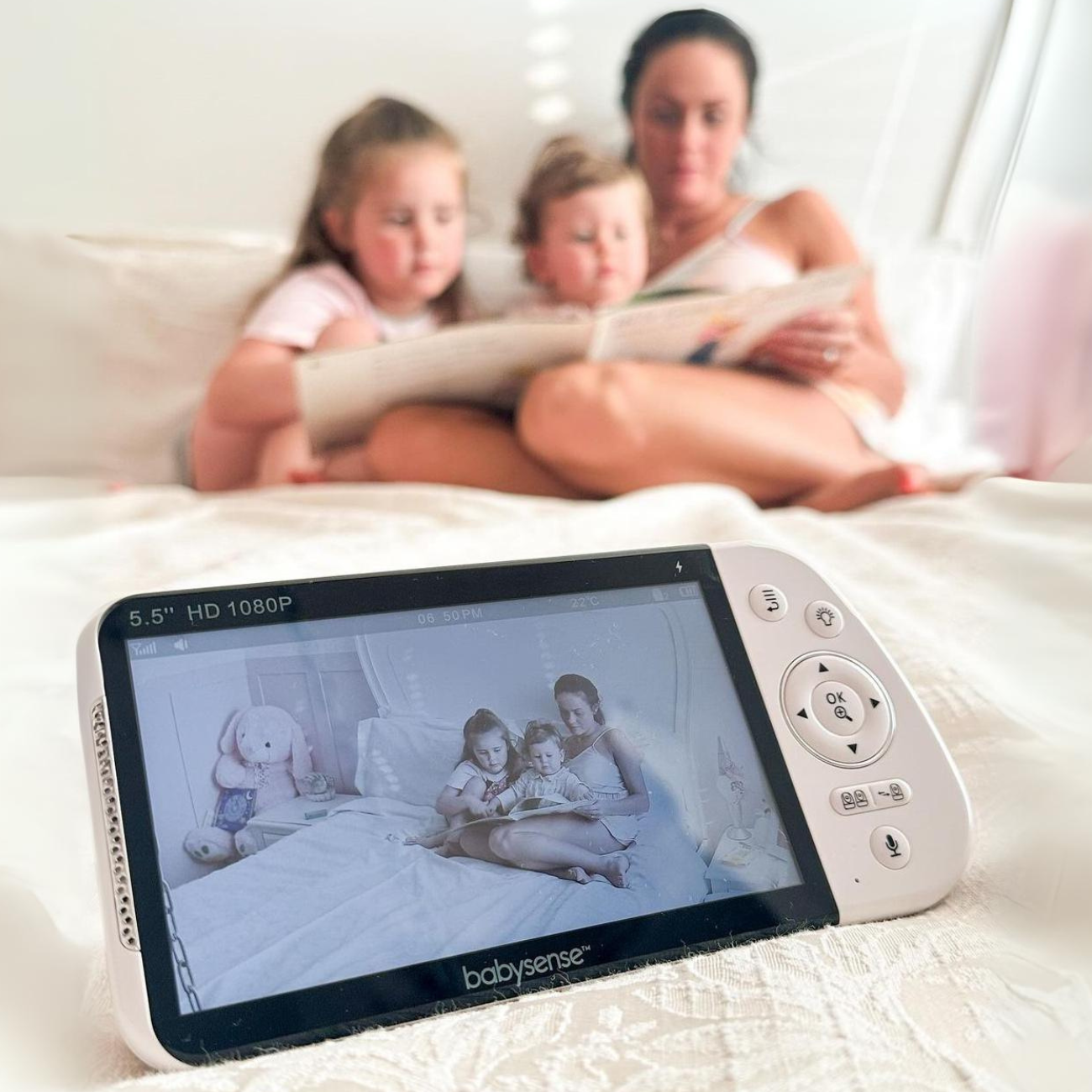 Babysense MaxView PRO: Video Baby Monitor, One Camera, Non Wifi, Split Screen, Night Light & Sound Machine
