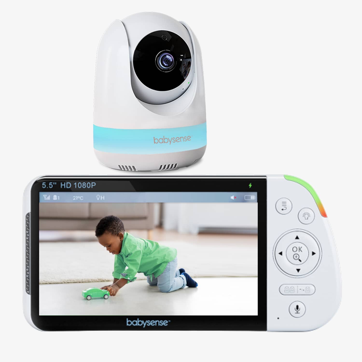 Babysense Max View: Video Baby Monitor, One Camera, Non Wifi, Split Screen, Night Light & Sound Machine