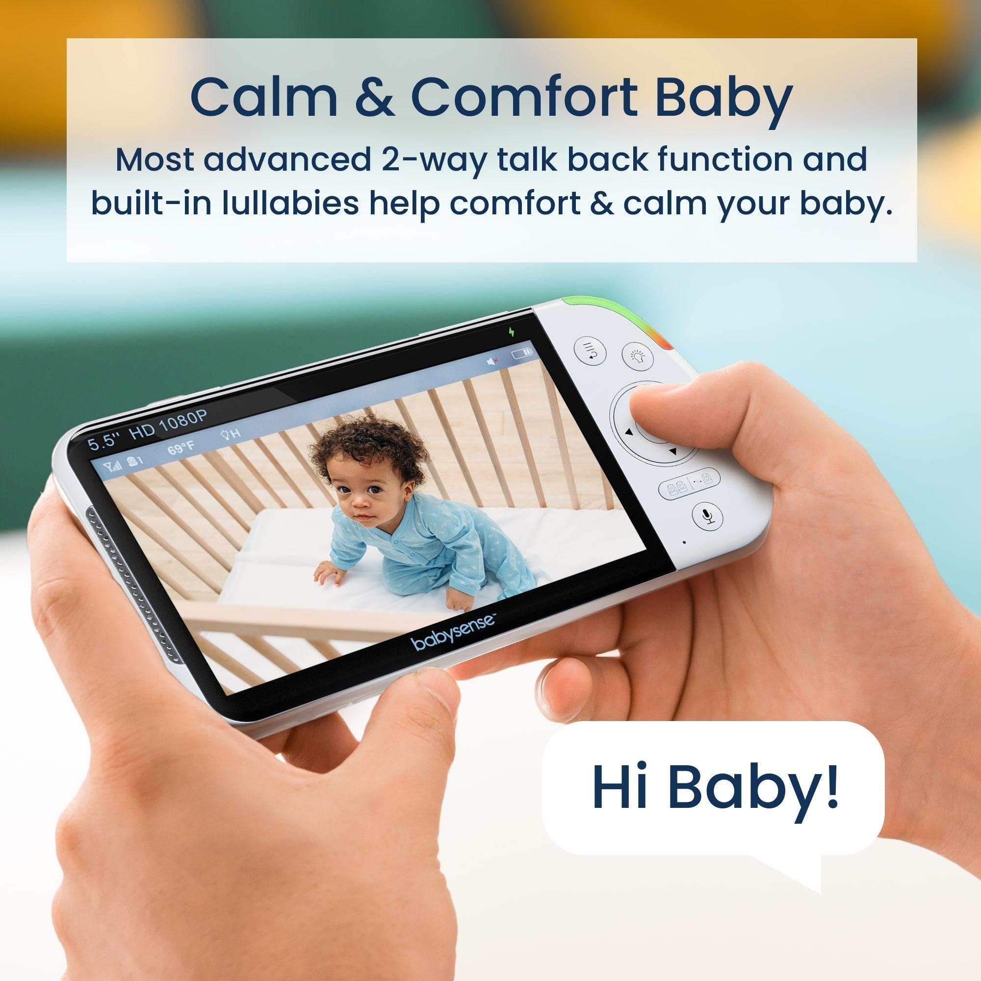 Babysense Pro: Video Baby Monitor with 3 Cameras, Non Wifi, Split Screen, Night Light & Sound Machine