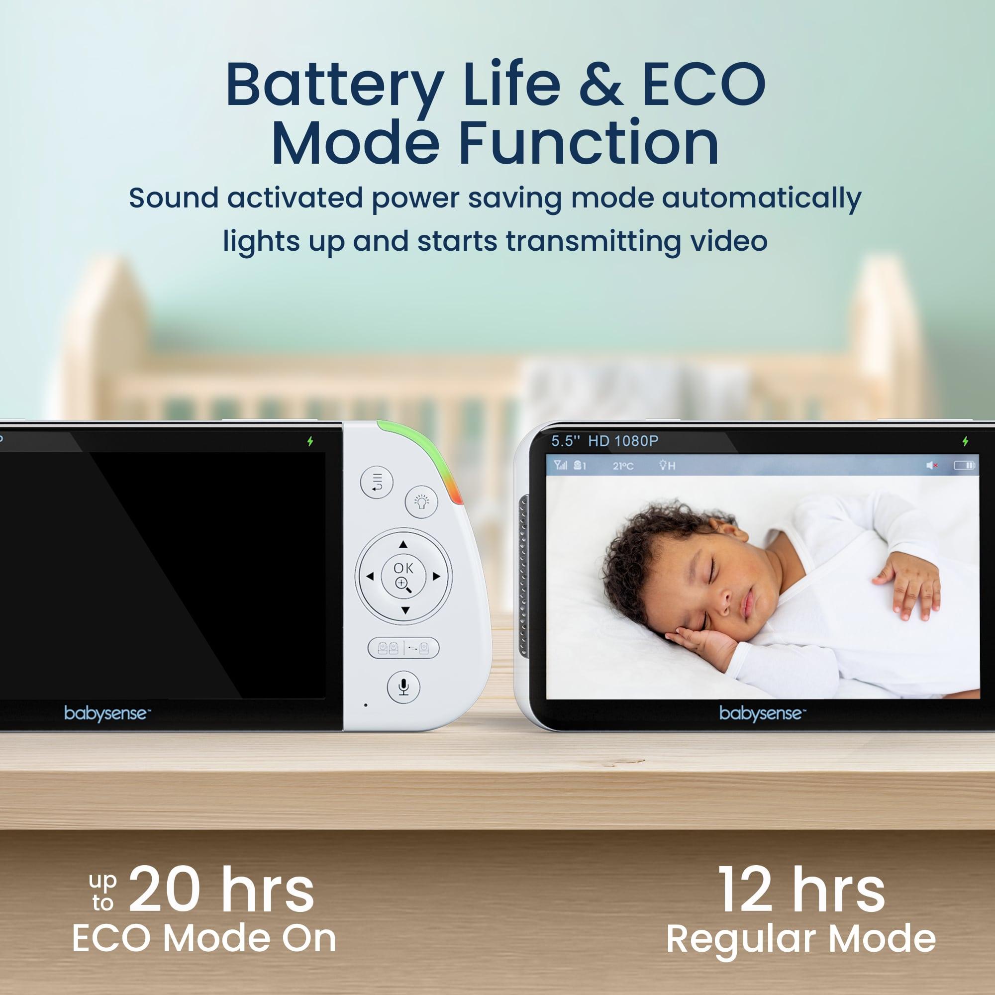 Babysense Pro: Video Baby Monitor with 3 Cameras, Non Wifi, Split Screen, Night Light & Sound Machine