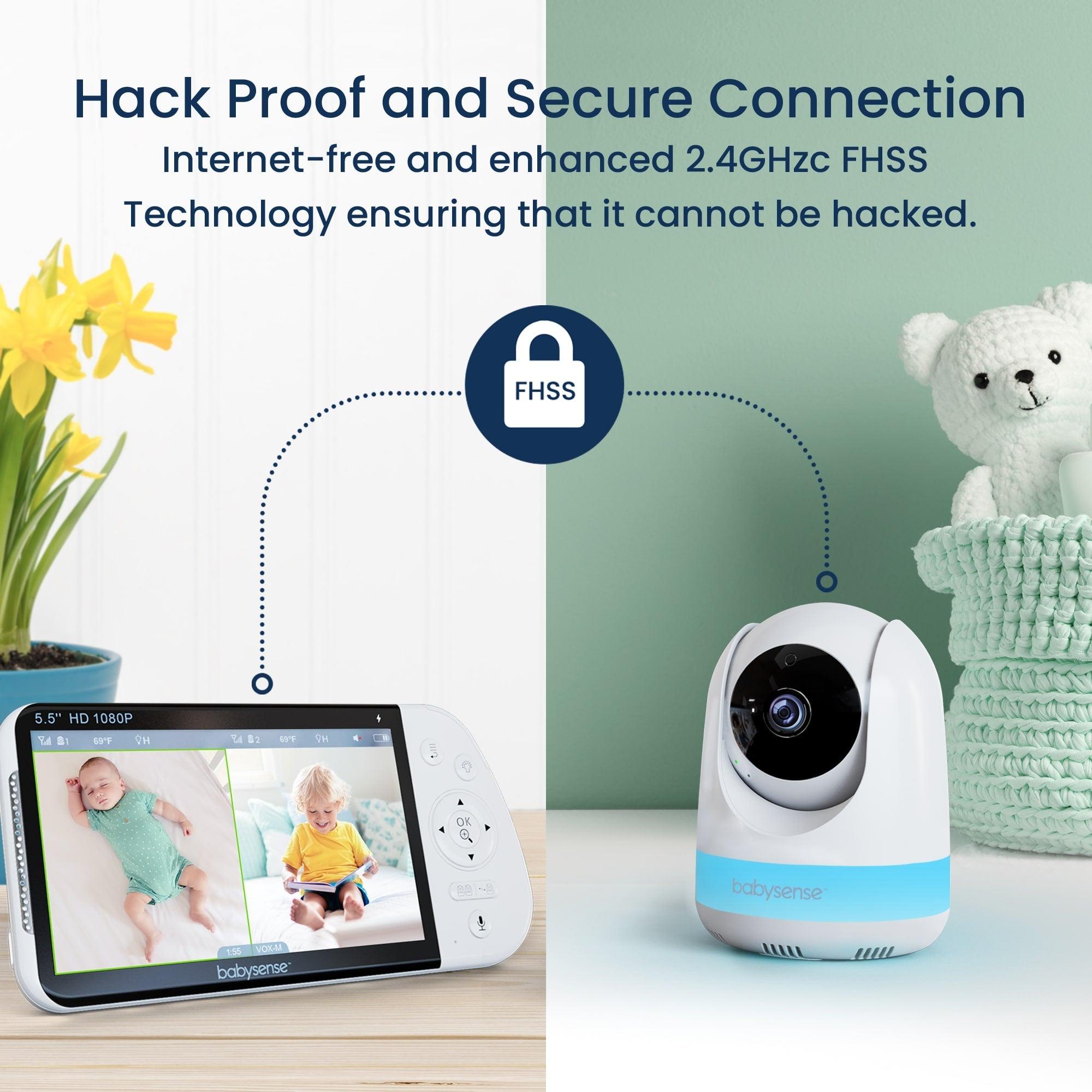 Babysense Pro: Video Baby Monitor with 3 Cameras, Non Wifi, Split Screen, Night Light & Sound Machine